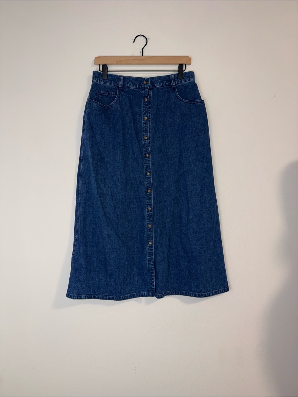 VTG 90s Talbots Petites Denim Full Button Midi Skirt Sz 12